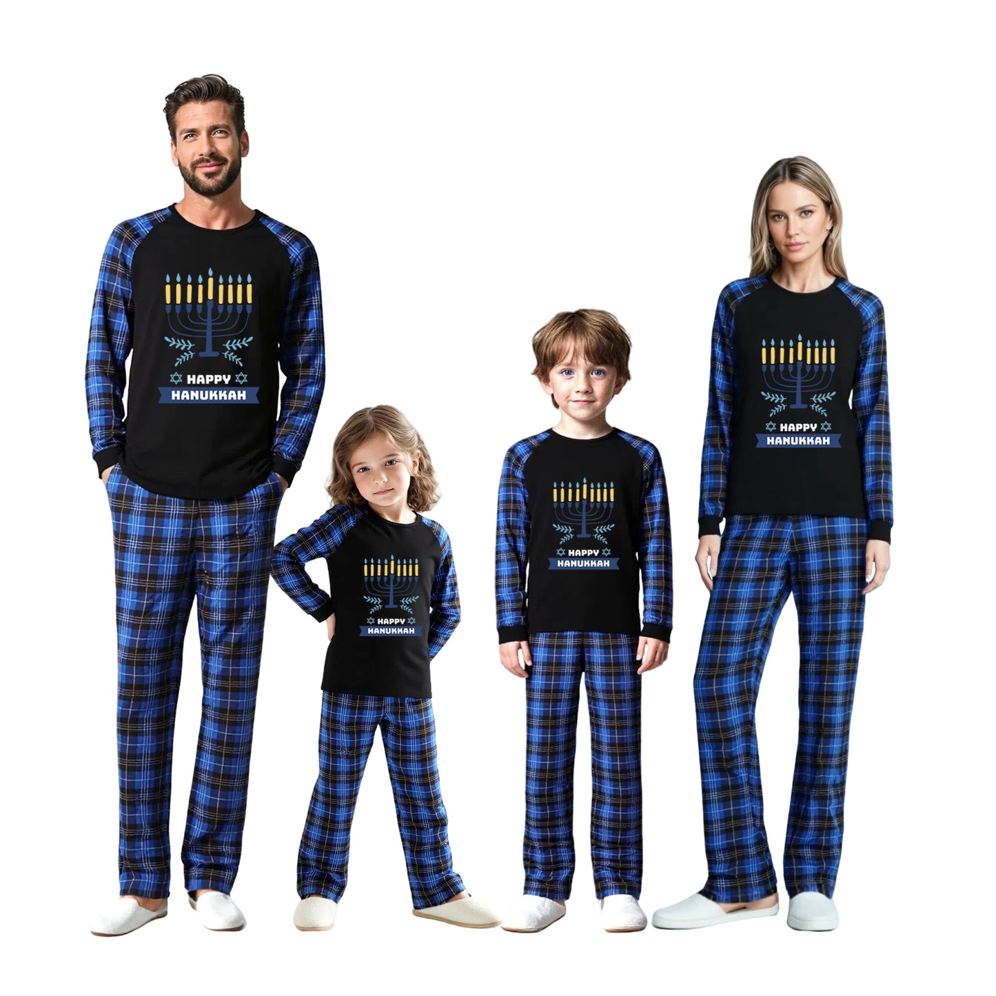 Funosoul Hanukkah Pajamas for Family Hanukkah Family Pjs Matching Sets With Pocket
