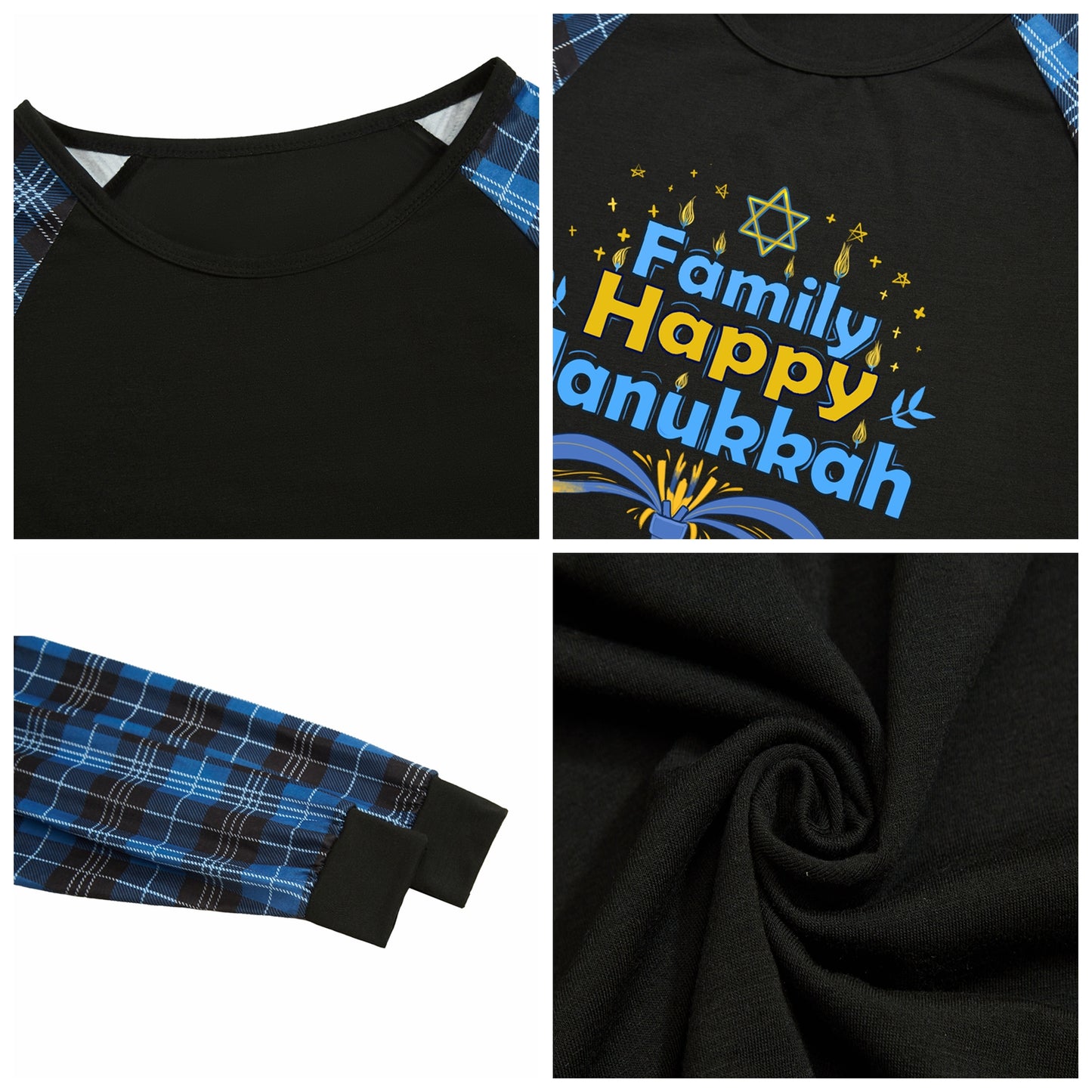 Funosoul Hanukkah Pajamas for Family Hanukkah Family Pjs Matching Sets With Pocket