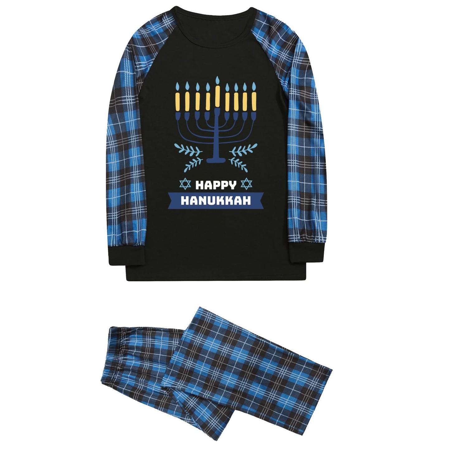 Funosoul Hanukkah Pajamas for Family Hanukkah Family Pjs Matching Sets With Pocket