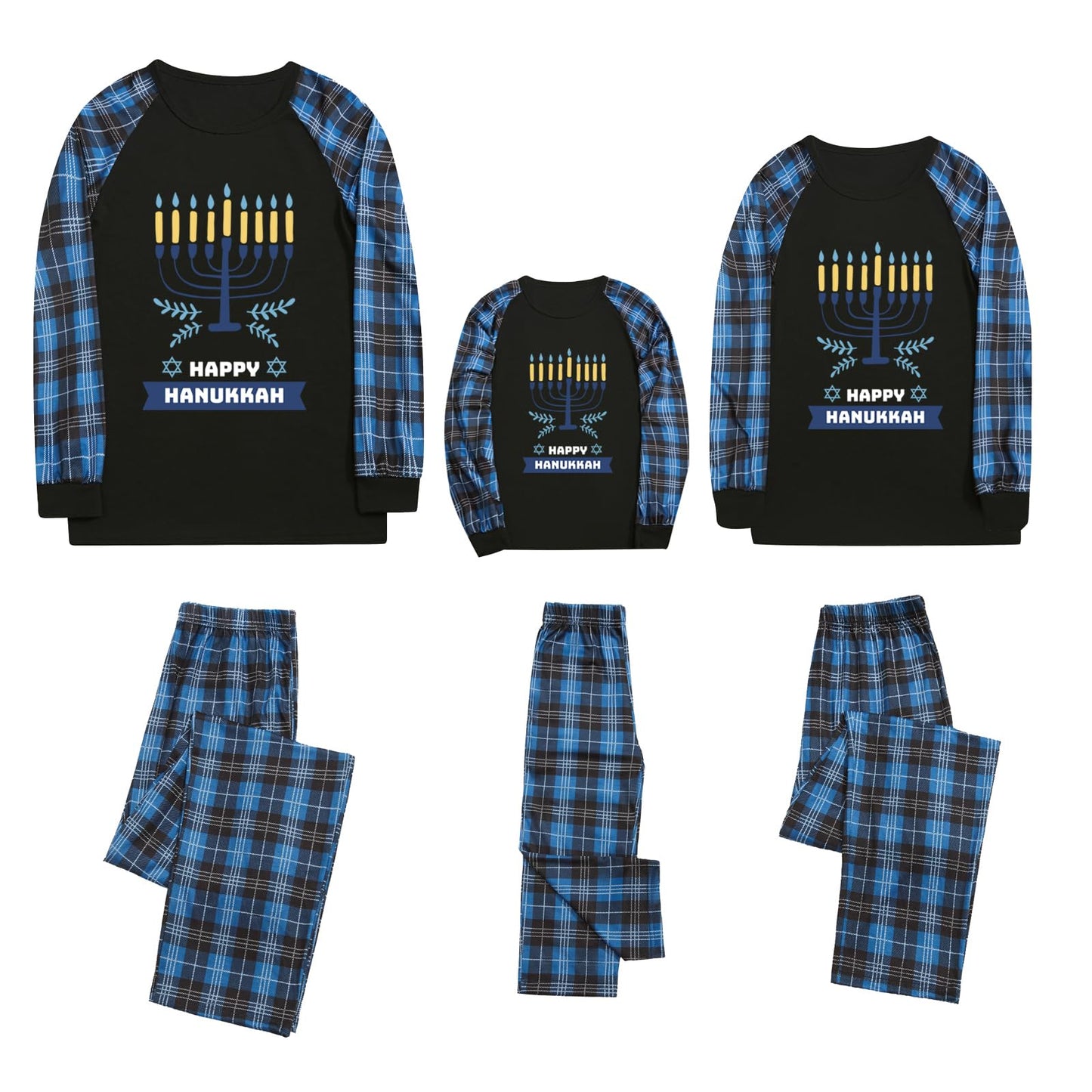 Funosoul Hanukkah Pajamas for Family Hanukkah Family Pjs Matching Sets With Pocket