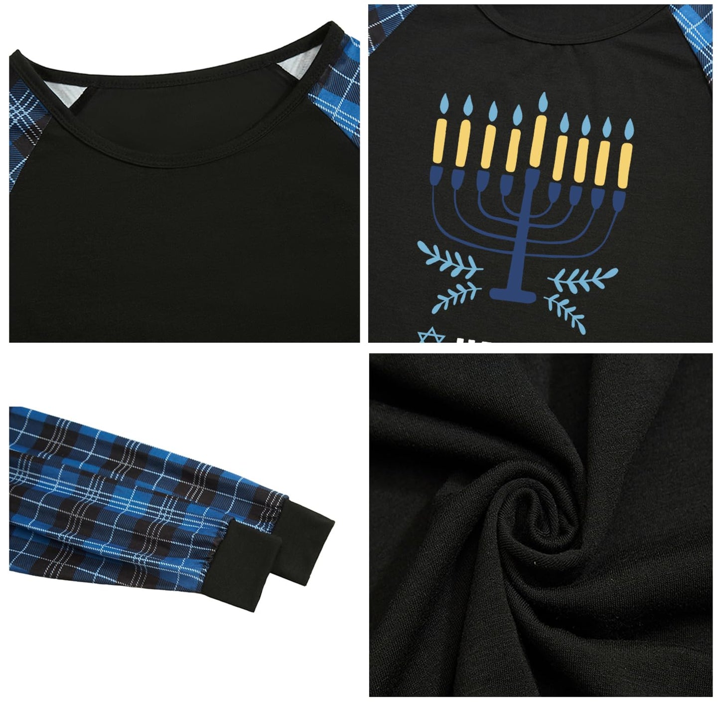Funosoul Hanukkah Pajamas for Family Hanukkah Family Pjs Matching Sets With Pocket